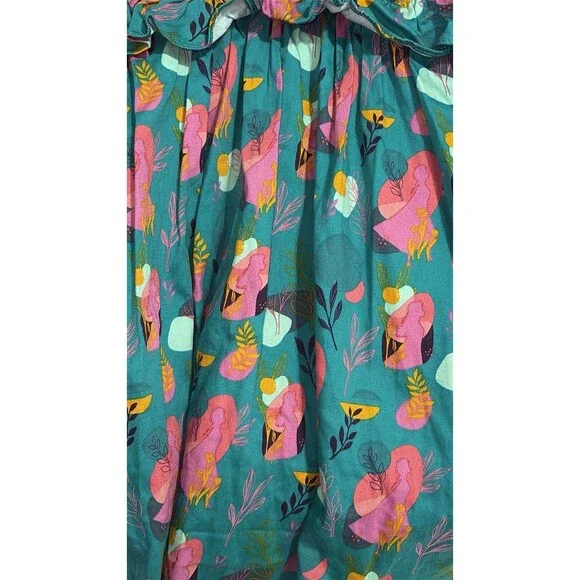 DISNEY STORE Frozen Ana Elsa Princess Dress Pretend Play Sz 9/10 Turquoise/pink - Picture 5 of 12